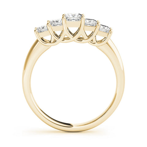 Yellow gold Princess Cut Five-Stone Prong Set White Gold Band 1