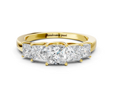 Yellow gold Princess Cut Five-Stone Prong Set White Gold Band_104