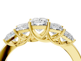 Yellow gold Princess Cut Five-Stone Prong Set White Gold Band_108