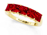 Yellow gold Princess Cut Five-Stone Ruby Band with Prong Setting_7