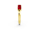 Yellow gold Princess Cut Five-Stone Ruby Band with Prong Setting_8