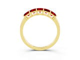 Yellow gold Princess Cut Five-Stone Ruby Band with Prong Setting_9