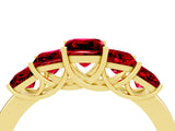 Yellow gold Princess Cut Five-Stone Ruby Ring with Classic Prong Setting_10