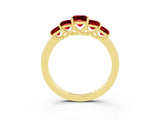 Yellow gold Princess Cut Five-Stone Ruby Ring with Classic Prong Setting_9
