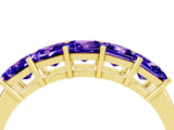 Yellow gold Princess Cut Five-Stone Tanzanite Band with Prong Setting_10