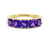 Yellow gold Princess Cut Five-Stone Tanzanite Band with Prong Setting_6