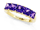 Yellow gold Princess Cut Five-Stone Tanzanite Band with Prong Setting_7