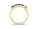 Yellow gold Princess Cut Five-Stone Tanzanite Band with Prong Setting_9