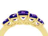 Yellow gold Princess Cut Five-Stone Tanzanite Ring with Classic Prong Setting_10