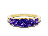 Yellow gold Princess Cut Five-Stone Tanzanite Ring with Classic Prong Setting_6