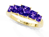 Yellow gold Princess Cut Five-Stone Tanzanite Ring with Classic Prong Setting_7
