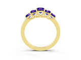 Yellow gold Princess Cut Five-Stone Tanzanite Ring with Classic Prong Setting_9