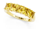Yellow gold Princess Cut Five-Stone Yellow Sapphire Band with Prong Setting_19