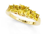 Yellow gold Princess Cut Five-Stone Yellow Sapphire Ring with Classic Prong Setting_19