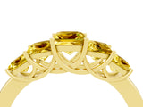 Yellow gold Princess Cut Five-Stone Yellow Sapphire Ring with Classic Prong Setting_22