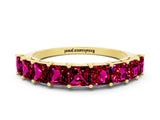 Yellow gold Princess Cut Garnet Channel-Set Eternity Band with Prong Setting_6