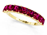 Yellow gold Princess Cut Garnet Channel-Set Eternity Band with Prong Setting_7
