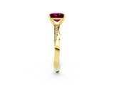 Yellow gold Princess Cut Garnet Engagement Ring with Side Stone Accents and Four-Prong Setting_41