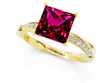 Yellow gold Princess Cut Garnet Engagement Ring with Side Stone Accents and Four-Prong Setting_61