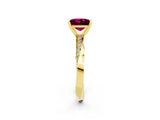 Yellow gold Princess Cut Garnet Engagement Ring with Side Stone Accents and Four-Prong Setting_62