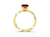 Yellow gold Princess Cut Garnet Engagement Ring with Side Stone Accents and Four-Prong Setting_63