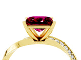 Yellow gold Princess Cut Garnet Engagement Ring with Side Stone Accents and Four-Prong Setting_64