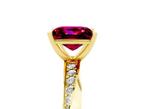 Yellow gold Princess Cut Garnet Engagement Ring with Side Stone Accents and Four-Prong Setting_65