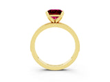 Yellow gold Princess Cut Garnet Milgrain Pavé Engagement Ring with Four-Prong Setting_15