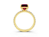 Yellow gold Princess Cut Garnet Pavé Solitaire Ring with Round Band and Prong Setting_27