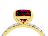 Yellow gold Princess Cut Garnet Pavé Solitaire Ring with Round Band and Prong Setting_28