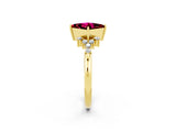 Yellow gold Princess Cut Garnet Ring with Side Stones and Four-Prong Setting_39
