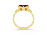 Yellow gold Princess Cut Garnet Ring with Side Stones and Four-Prong Setting_40