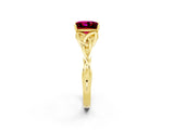Yellow gold Princess Cut Garnet Solitaire Celtic Knot Ring with Four-Prong Setting_14