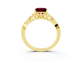 Yellow gold Princess Cut Garnet Solitaire Celtic Knot Ring with Four-Prong Setting_15