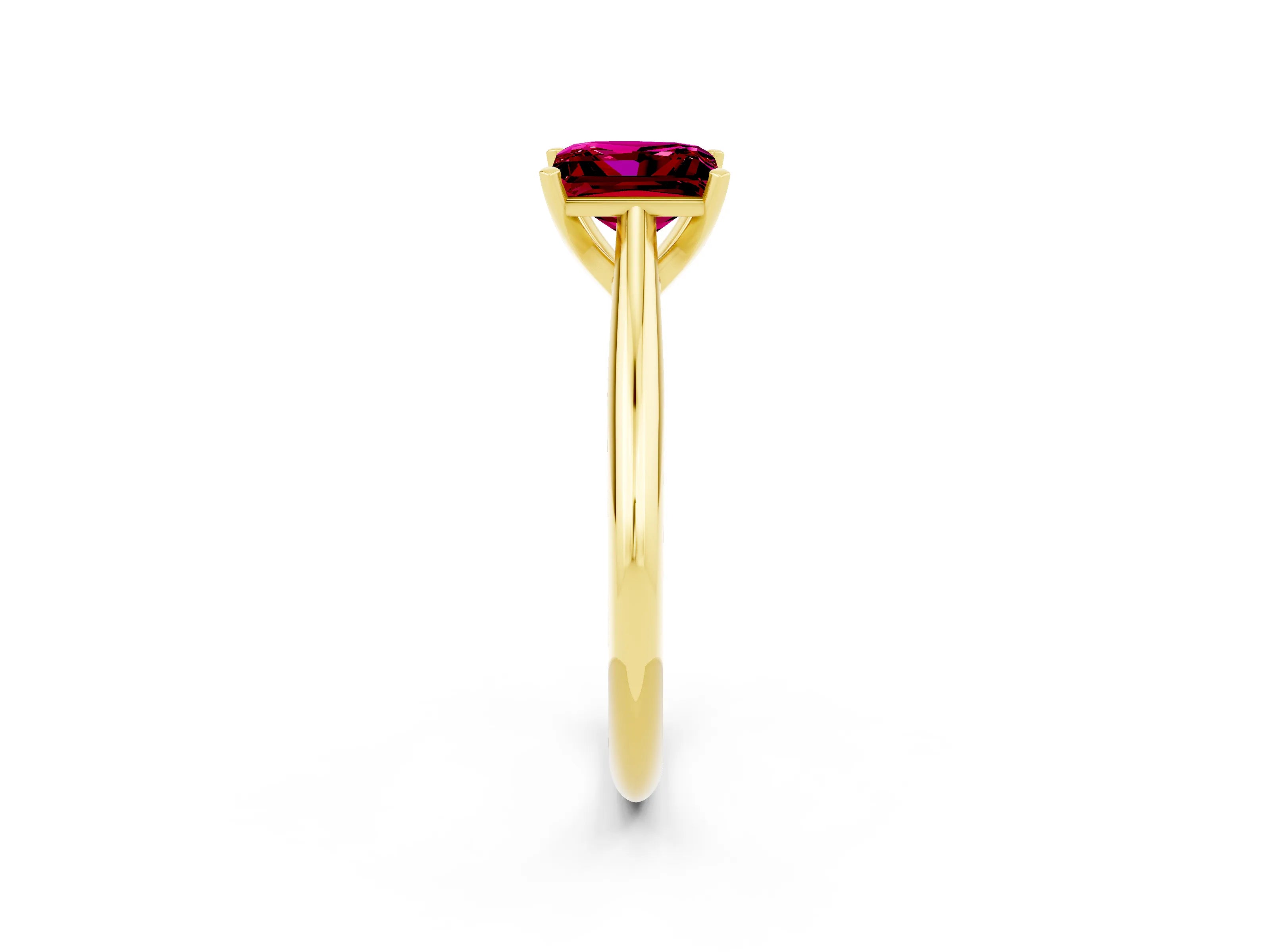 Yellow gold Princess Cut Garnet Solitaire Engagement Ring with Cathedral Setting and Four-Prong Mount_14