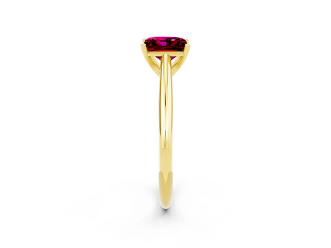 Yellow gold Princess Cut Garnet Solitaire Engagement Ring with Cathedral Setting and Four-Prong Mount_14