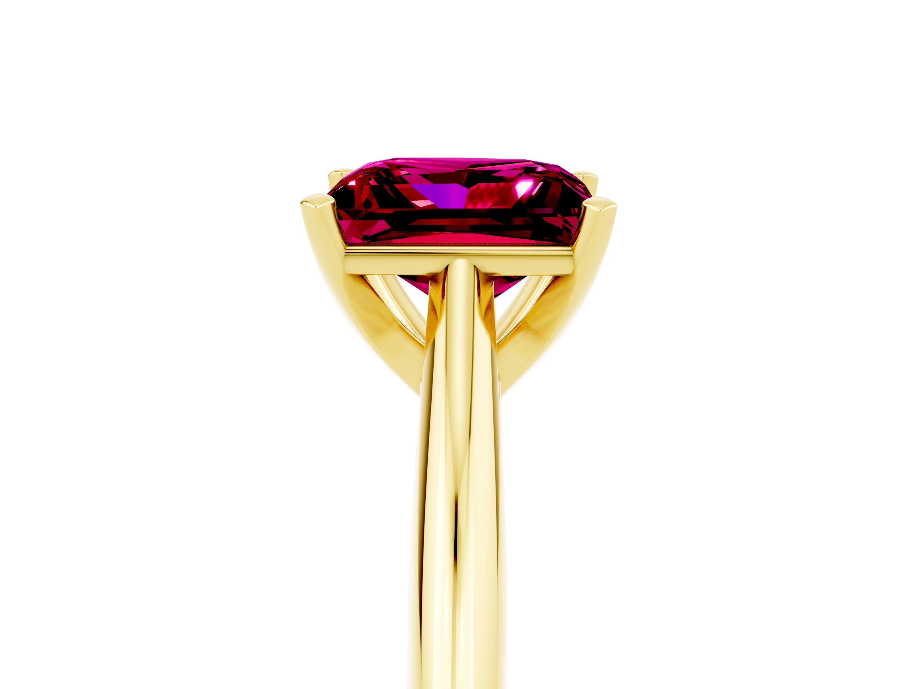 Yellow gold Princess Cut Garnet Solitaire Engagement Ring with Cathedral Setting and Four-Prong Mount_17