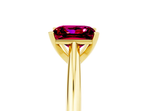 Yellow gold Princess Cut Garnet Solitaire Engagement Ring with Cathedral Setting and Four-Prong Mount_17