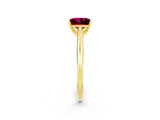 Yellow gold Princess Cut Garnet Solitaire Engagement Ring with Cathedral Setting and Four-Prong Mount_20