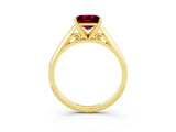 Yellow gold Princess Cut Garnet Solitaire Engagement Ring with Cathedral Setting and Four-Prong Mount_27
