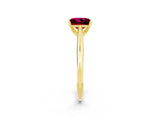 Yellow gold Princess Cut Garnet Solitaire Engagement Ring with Cathedral Setting and Four-Prong Mount_68