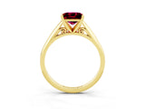 Yellow gold Princess Cut Garnet Solitaire Engagement Ring with Cathedral Setting and Four-Prong Mount_69