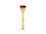 Yellow gold Princess Cut Garnet Solitaire Engagement Ring with Celtic Knot Band and Four-Prong Setting_2