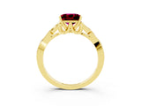 Yellow gold Princess Cut Garnet Solitaire Engagement Ring with Celtic Knot Band and Four-Prong Setting_3