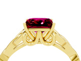 Yellow gold Princess Cut Garnet Solitaire Engagement Ring with Celtic Knot Band and Four-Prong Setting_4