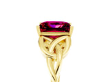 Yellow gold Princess Cut Garnet Solitaire Engagement Ring with Celtic Knot Band and Four-Prong Setting_5