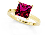 Yellow gold Princess Cut Garnet Solitaire Engagement Ring with Classic Band and Four-Prong Setting_25