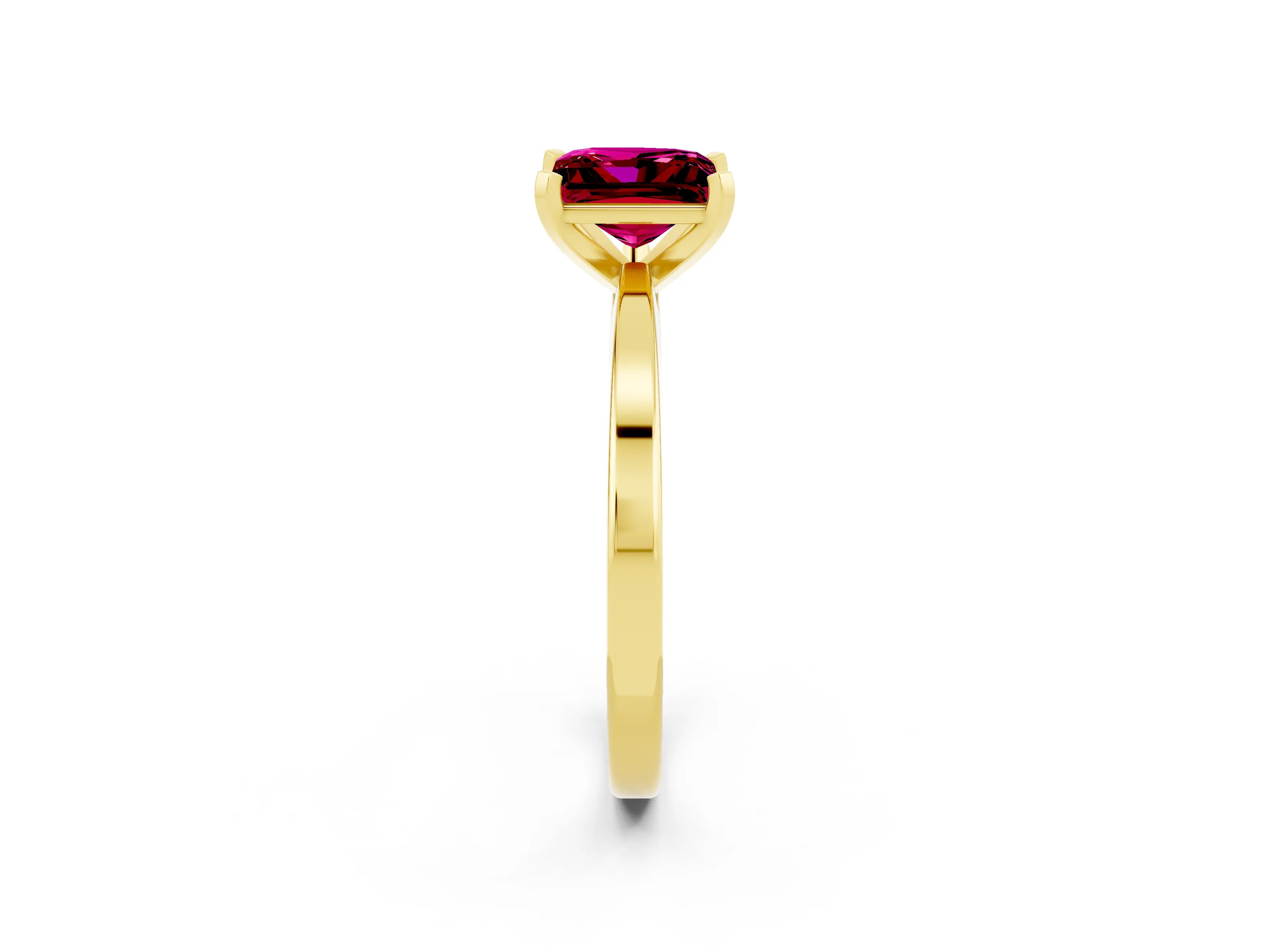 Yellow gold Princess Cut Garnet Solitaire Engagement Ring with Classic Band and Four-Prong Setting_26