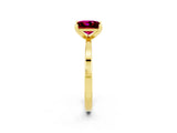 Yellow gold Princess Cut Garnet Solitaire Engagement Ring with Classic Band and Four-Prong Setting_26