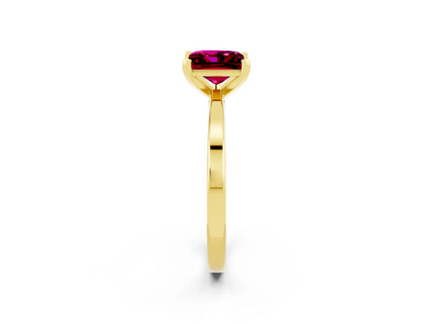 Yellow gold Princess Cut Garnet Solitaire Engagement Ring with Classic Band and Four-Prong Setting_26